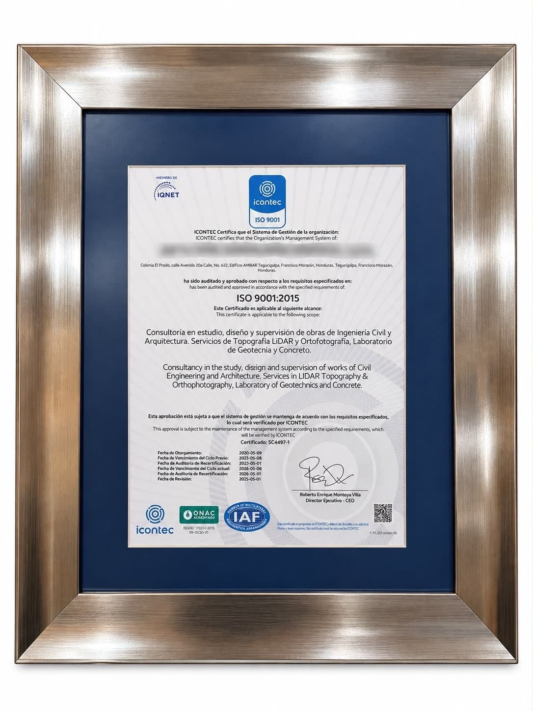 Certificado Iso: marco sencillo de 8.5 × 11″ con K690