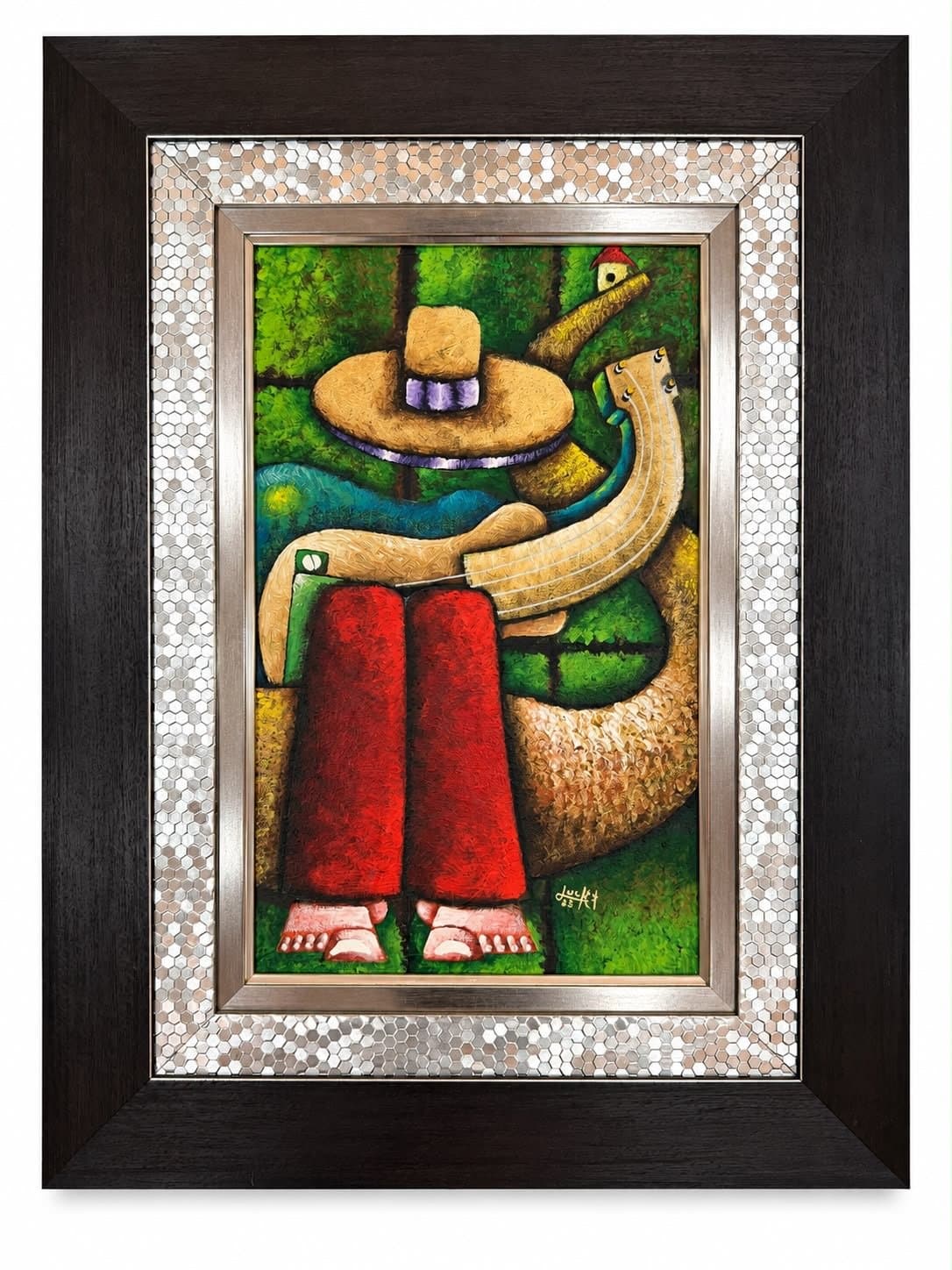 guitarra y pie, obra de Lucky