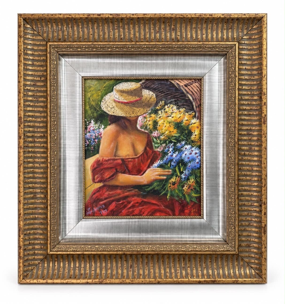 Mujer con flores, obra de Adalid Cabrera
