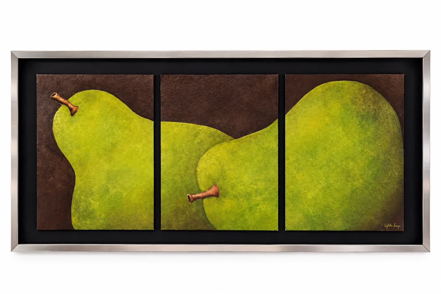 Peras triptico, obra de Gilda Lange
