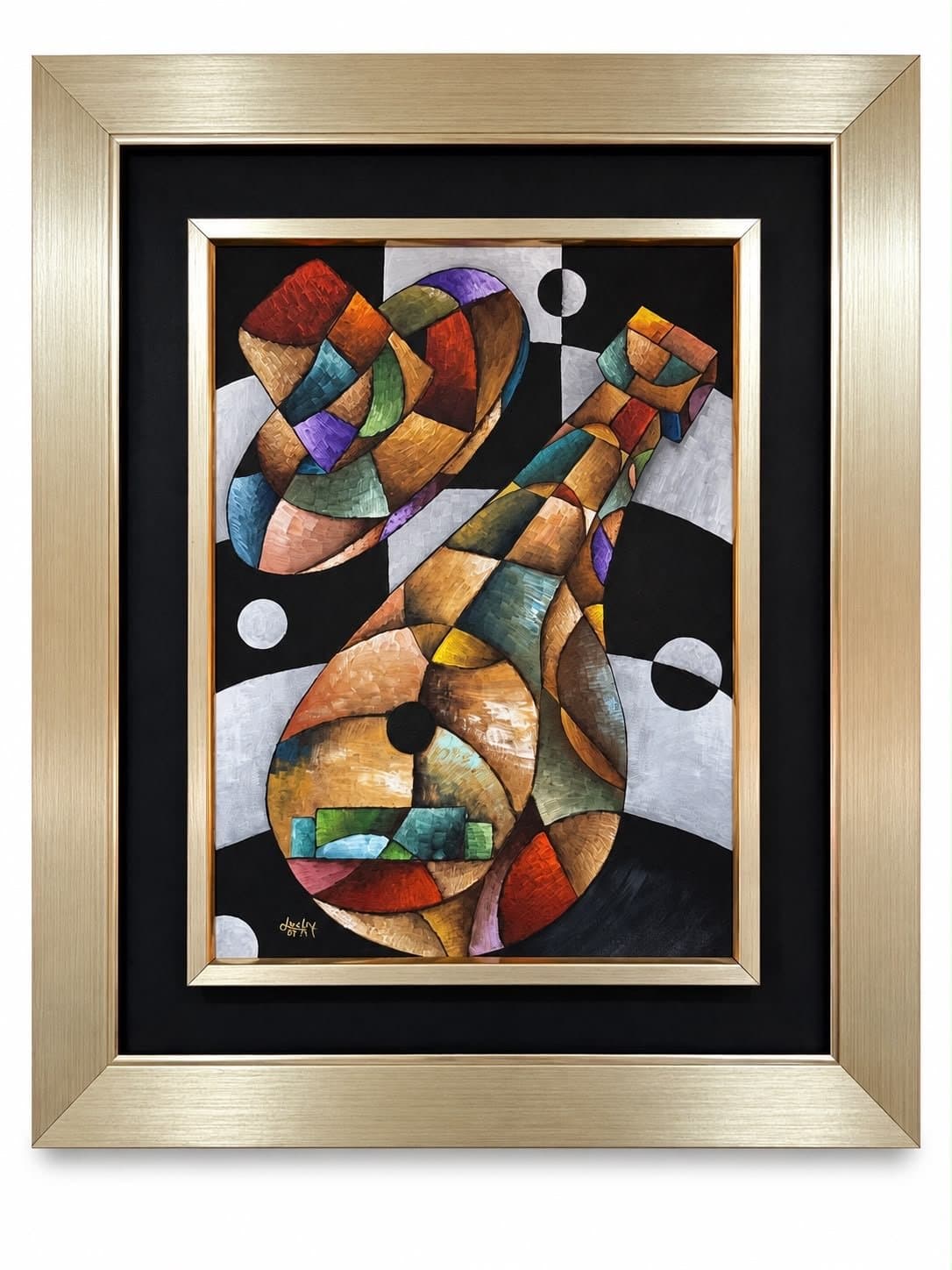 sombrero y guitarra abstracto, obra de Lucky