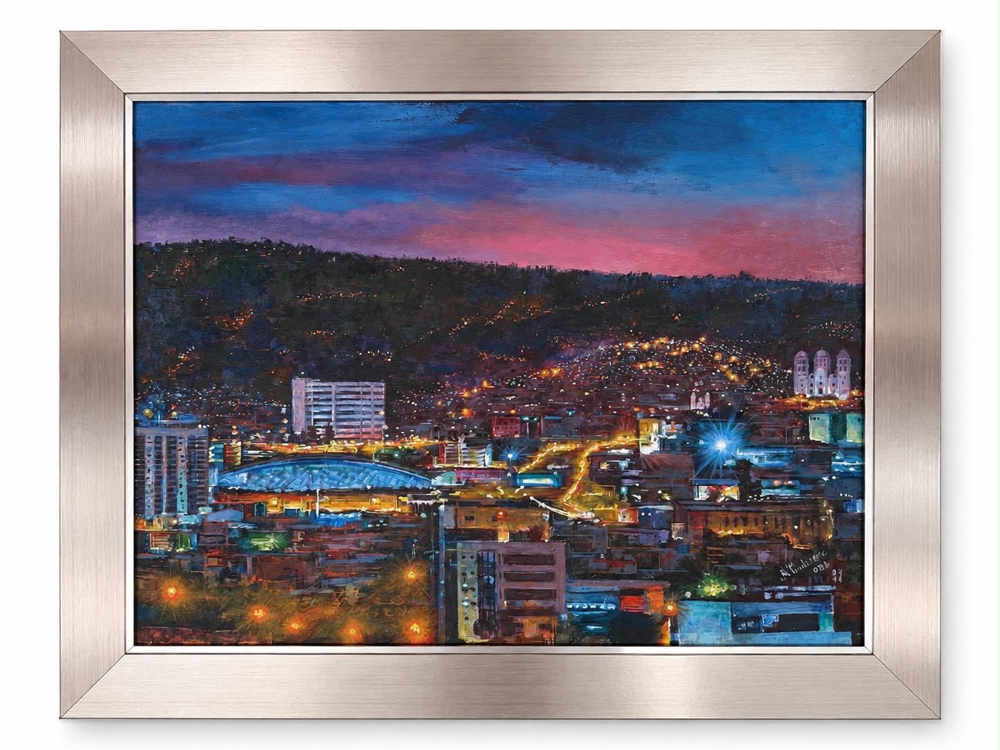 Tegucigalpa de noche, obra de Adalid Cabrera