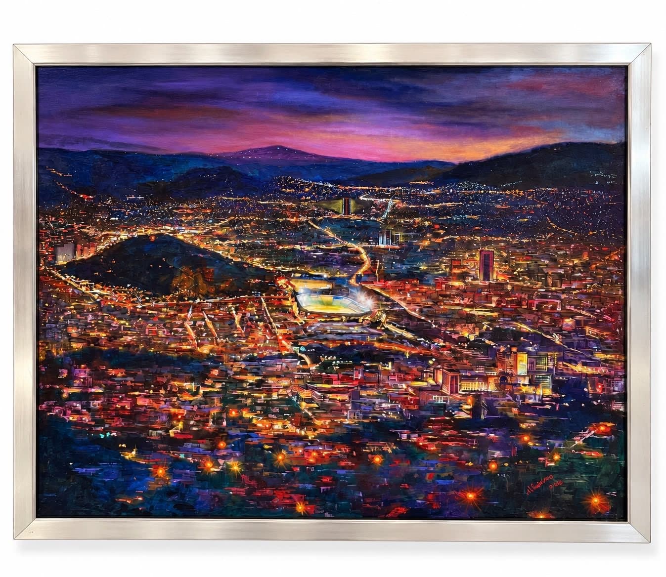 tegucigalpa de noche, obra de Adalid Cabrera